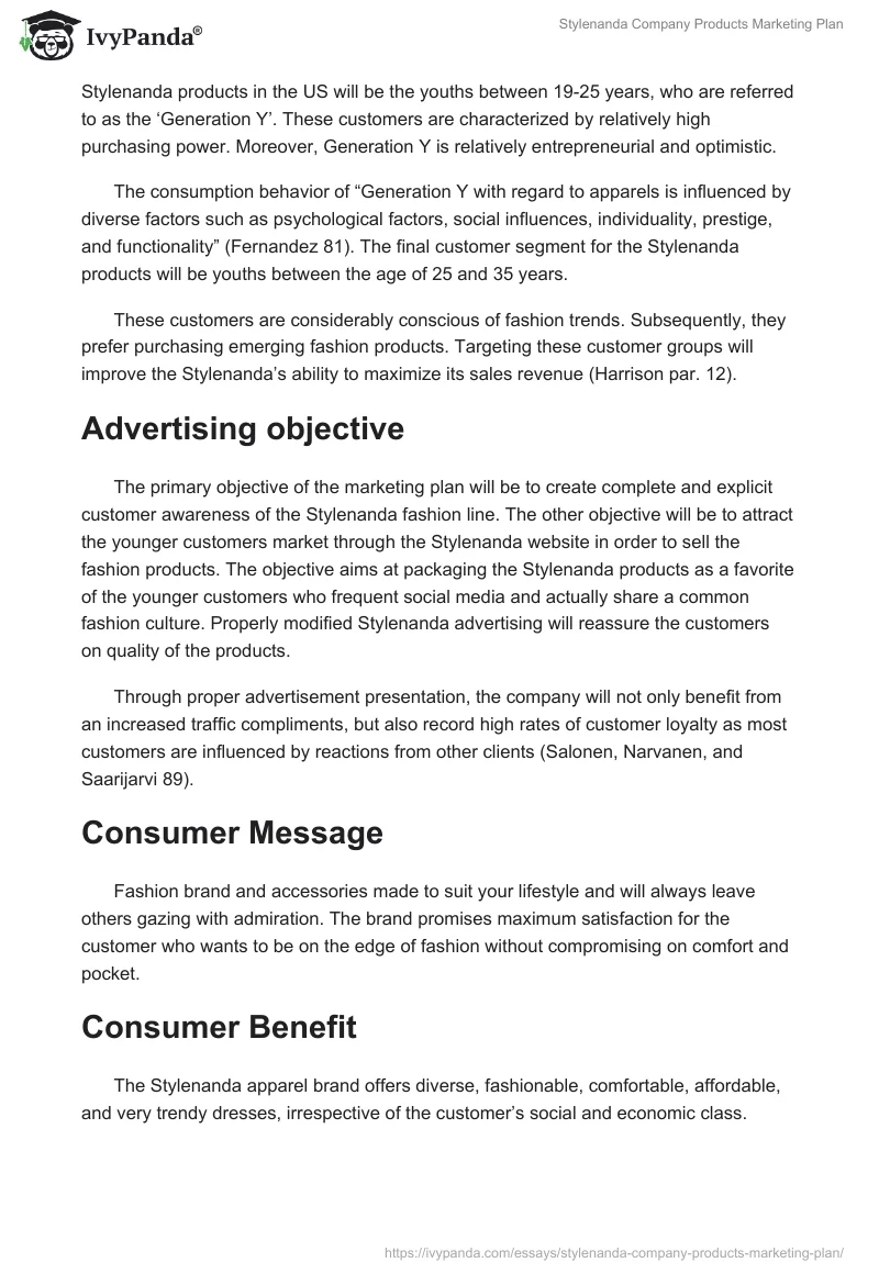 Stylenanda Company Products Marketing Plan. Page 2