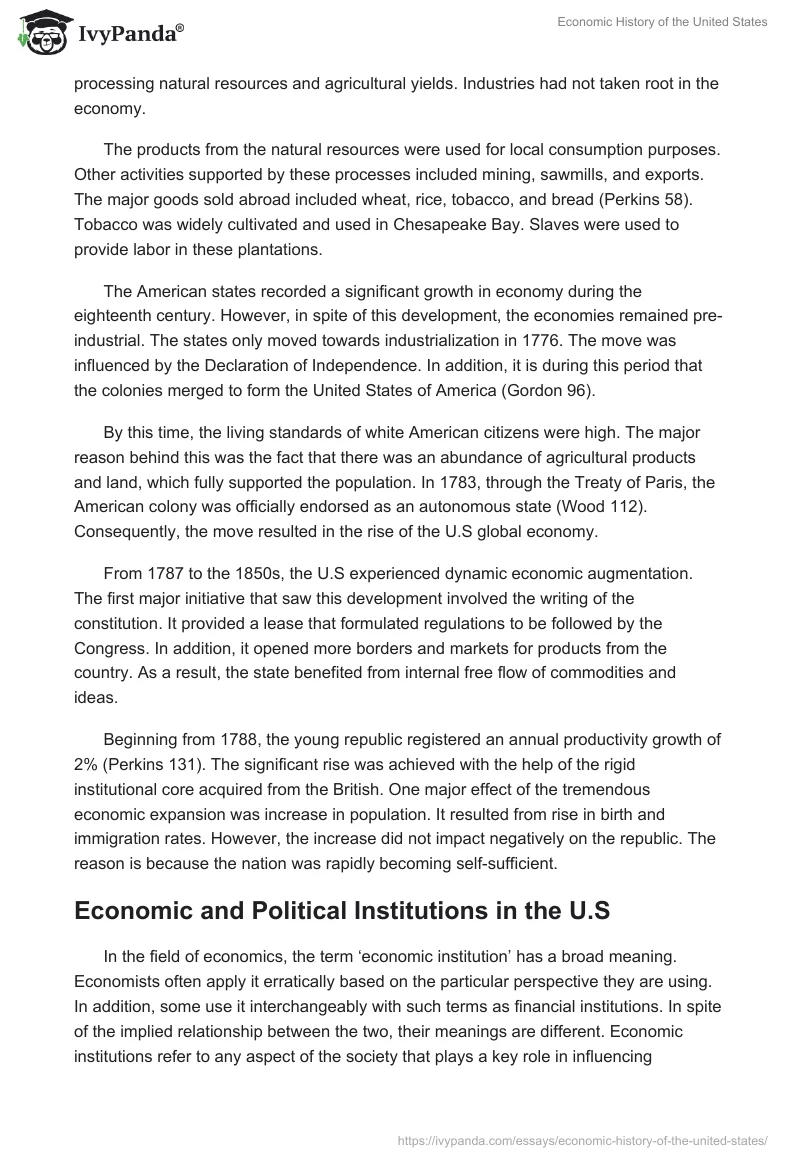 Economic History of the United States. Page 2