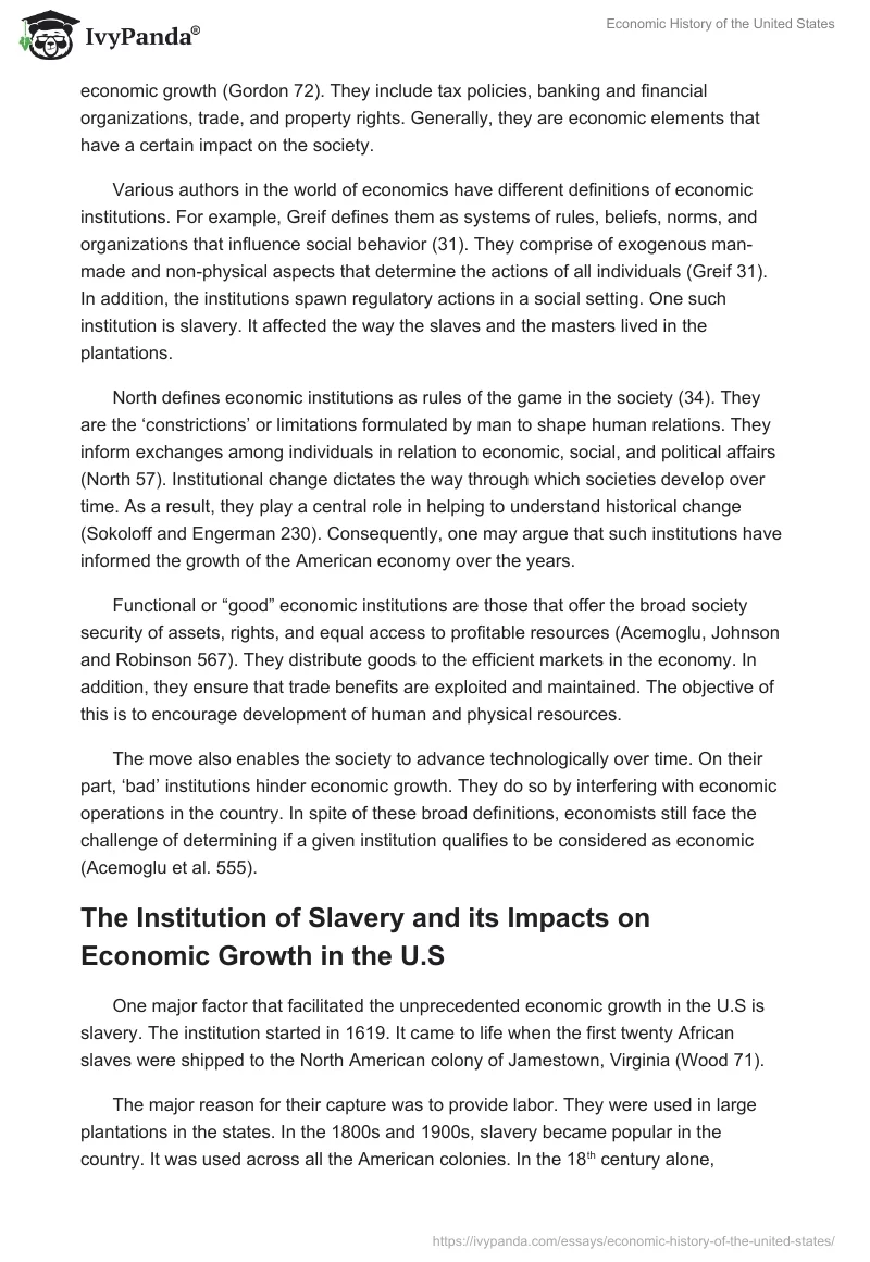 Economic History of the United States. Page 3