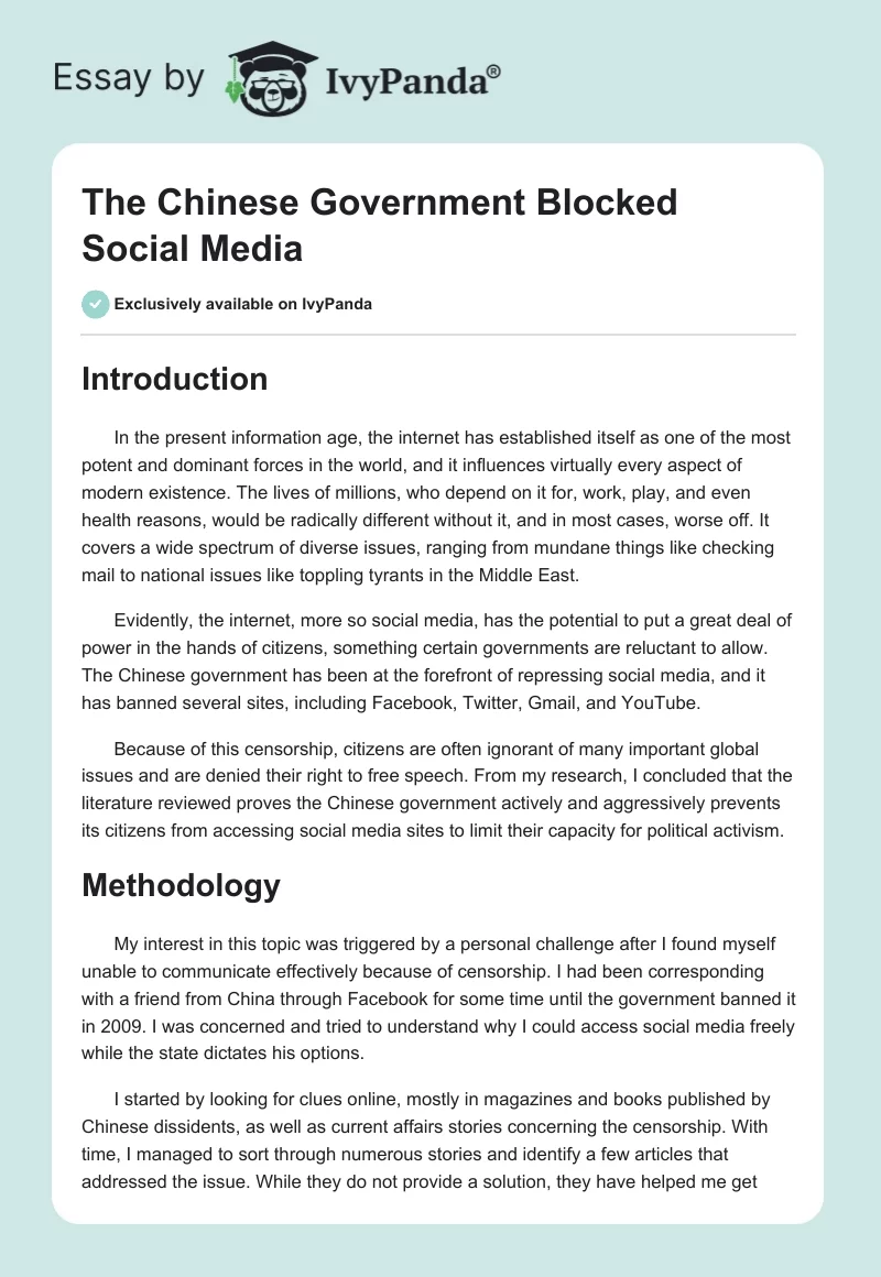 The Chinese Government Blocked Social Media. Page 1