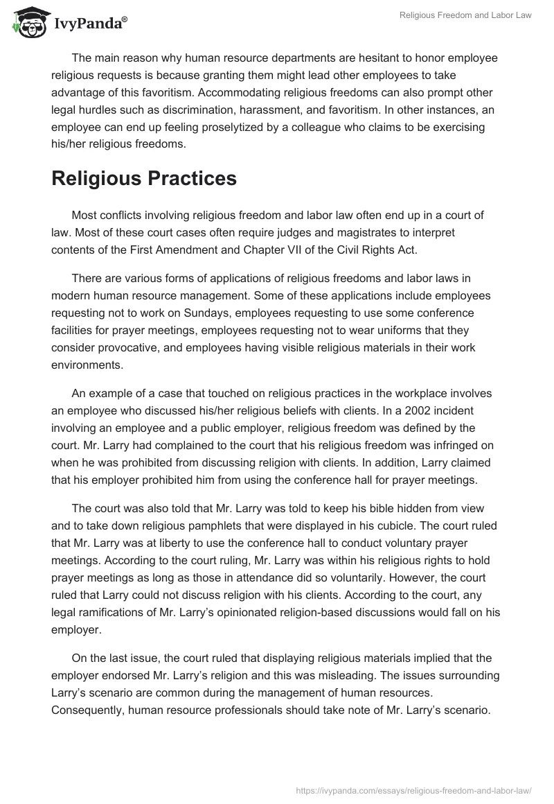 Religious Freedom and Labor Law. Page 4