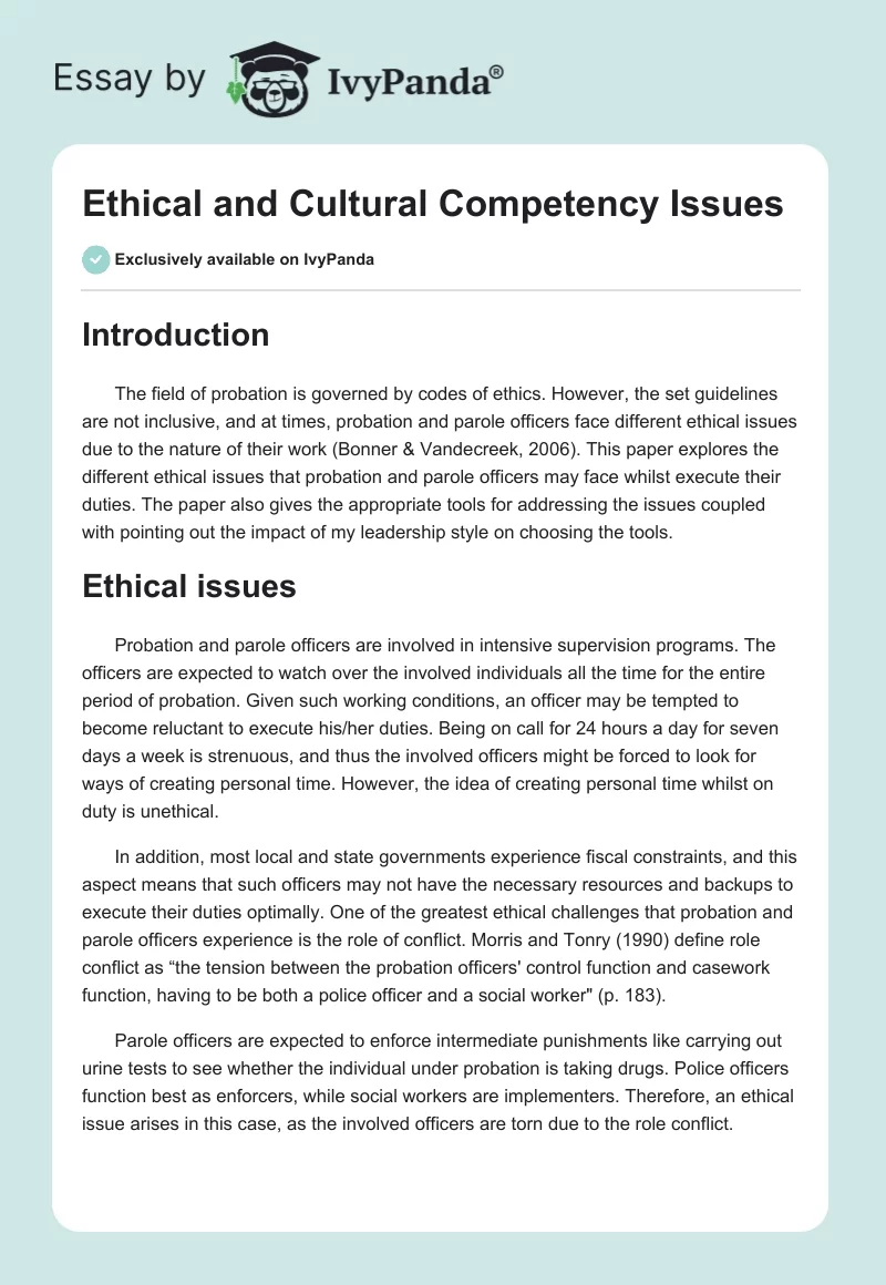 Ethical and Cultural Competency Issues. Page 1
