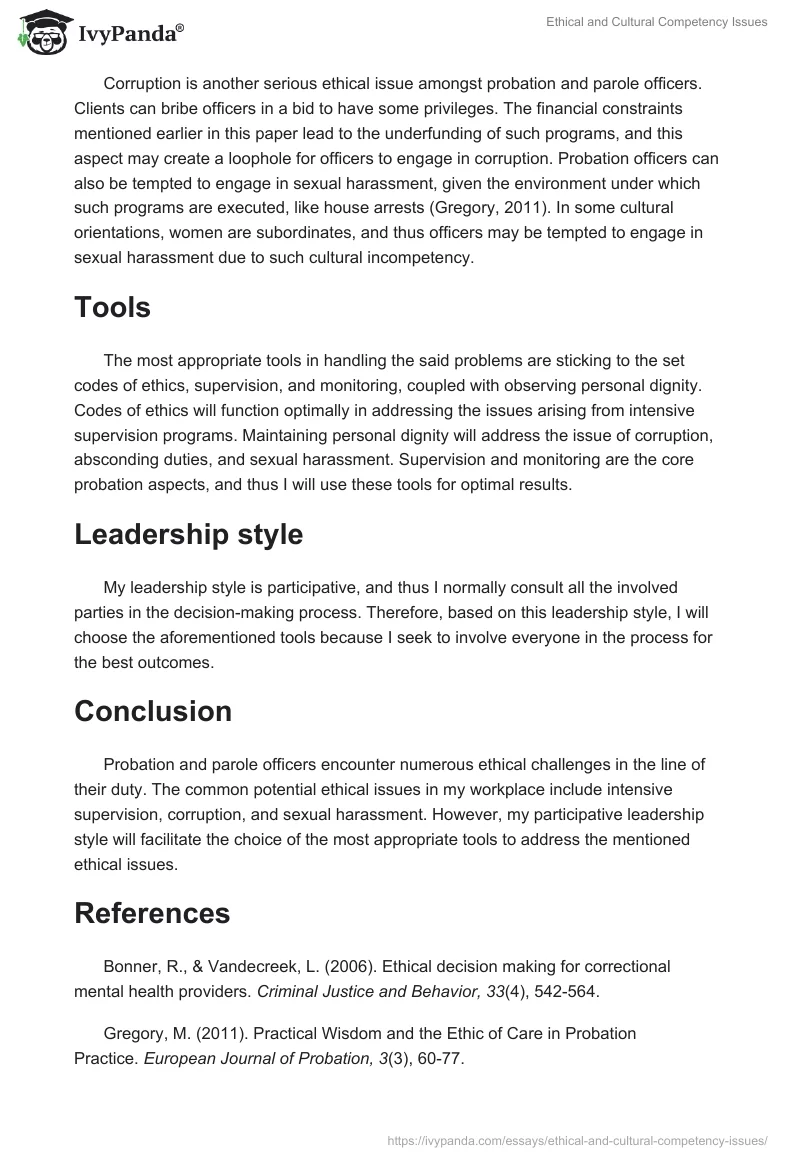Ethical and Cultural Competency Issues. Page 2