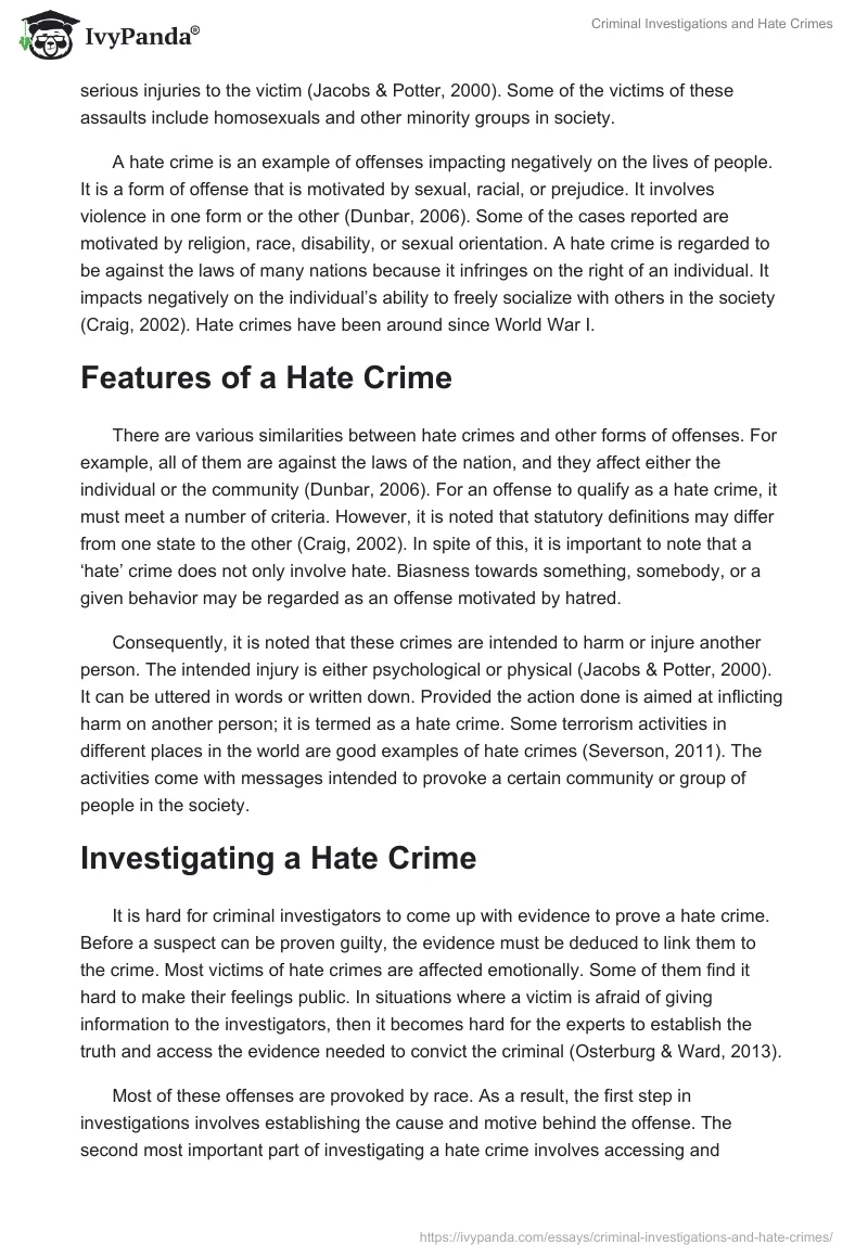 Criminal Investigations and Hate Crimes. Page 2