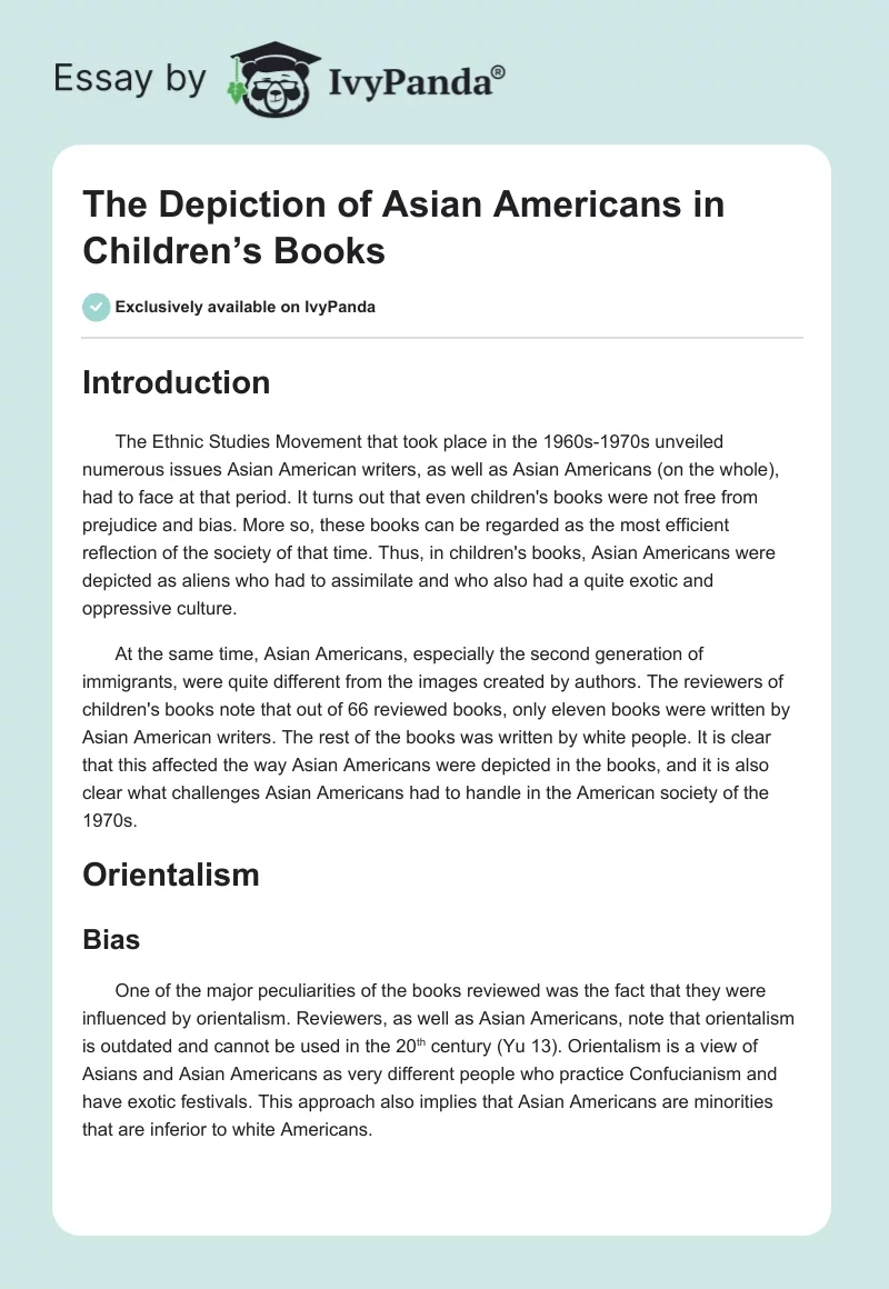 The Depiction of Asian Americans in Children’s Books. Page 1