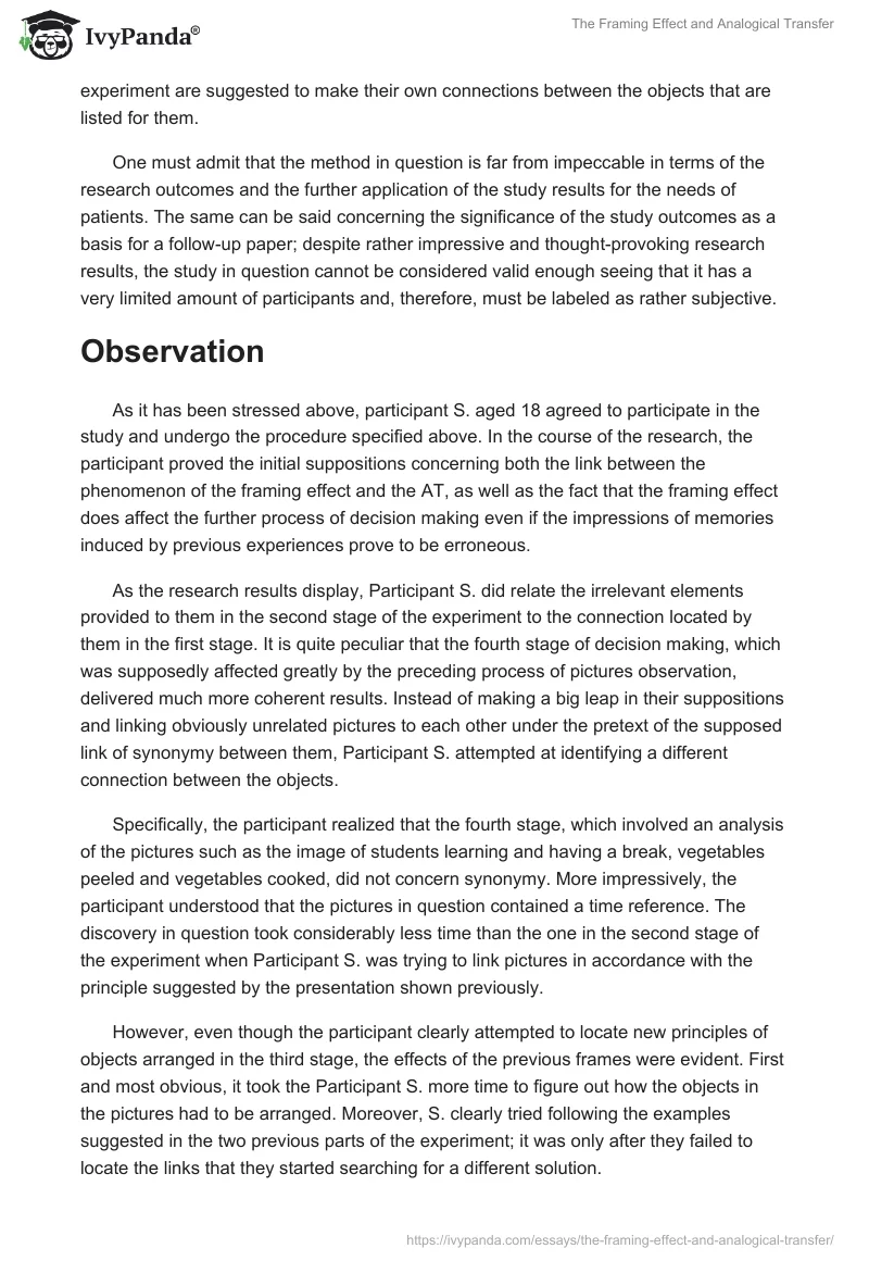The Framing Effect and Analogical Transfer. Page 4