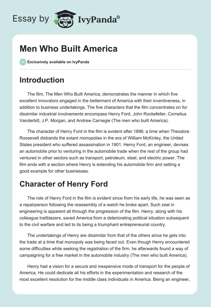 Men Who Built America. Page 1