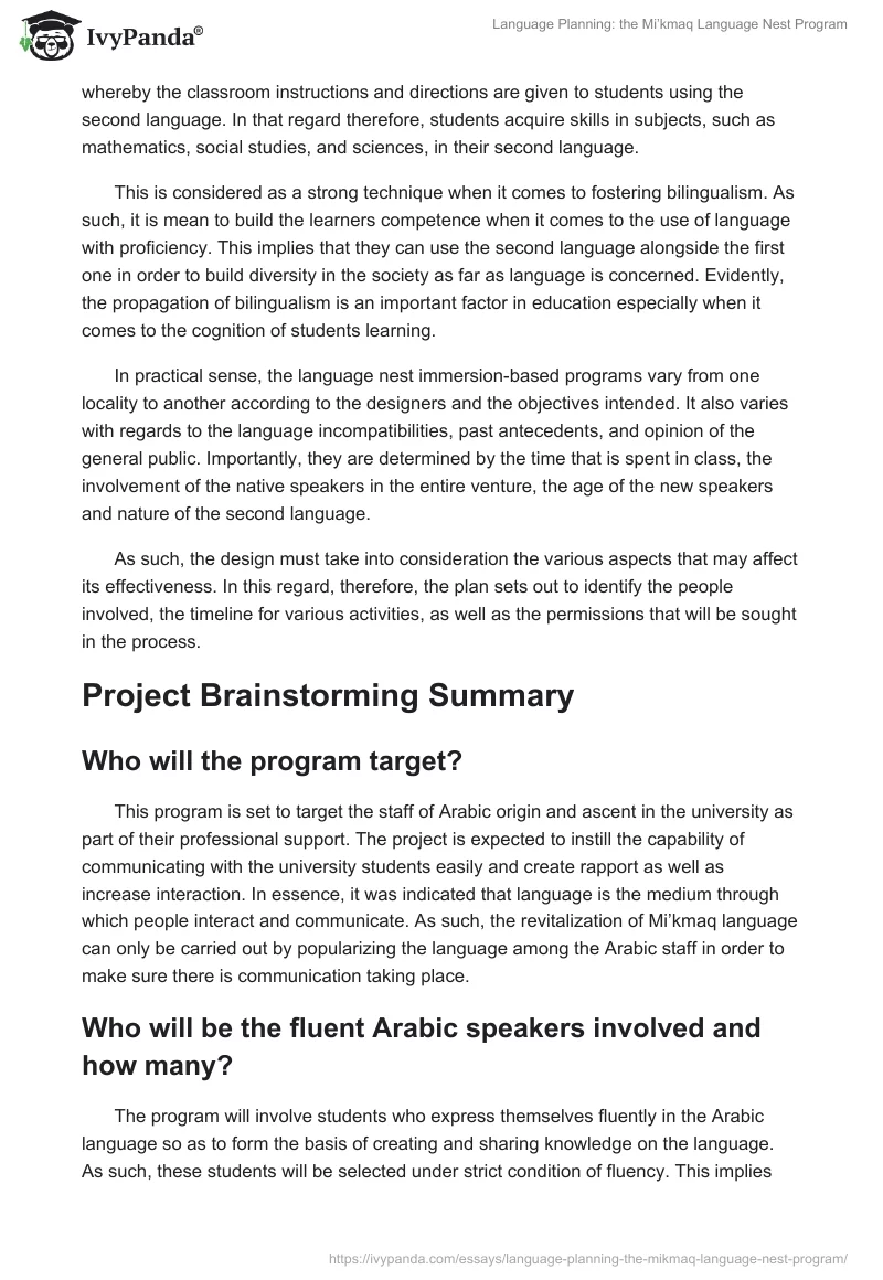 Language Planning: the Mi’kmaq Language Nest Program. Page 2