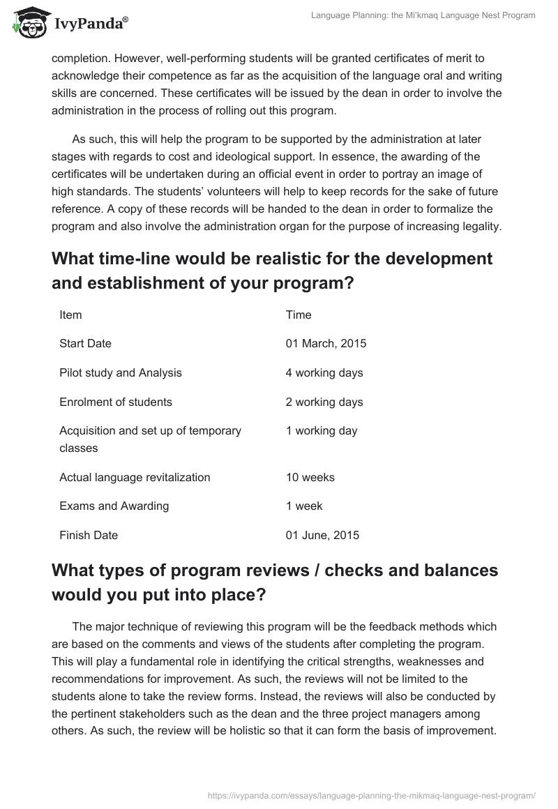 Language Planning: the Mi’kmaq Language Nest Program. Page 5