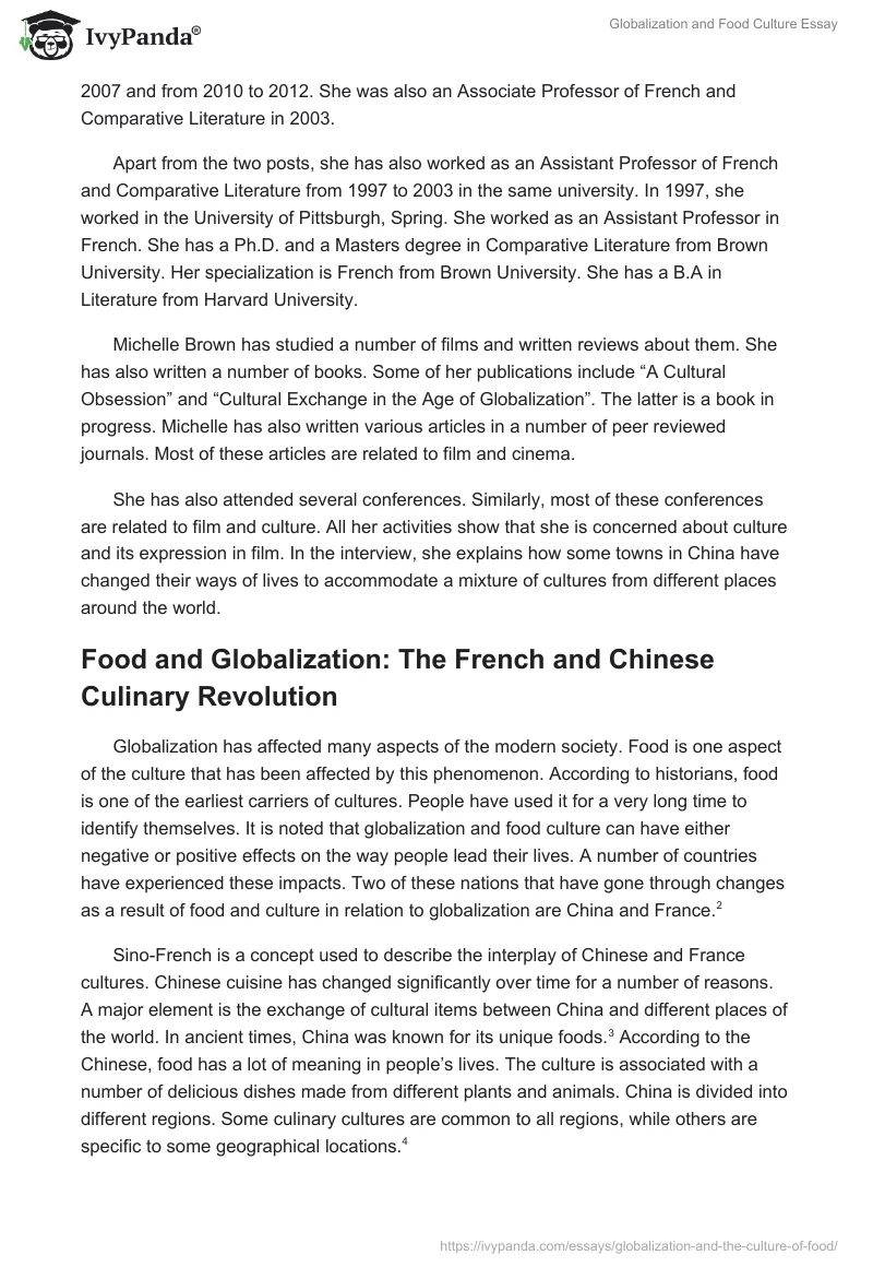 Globalization and Food Culture Essay. Page 2