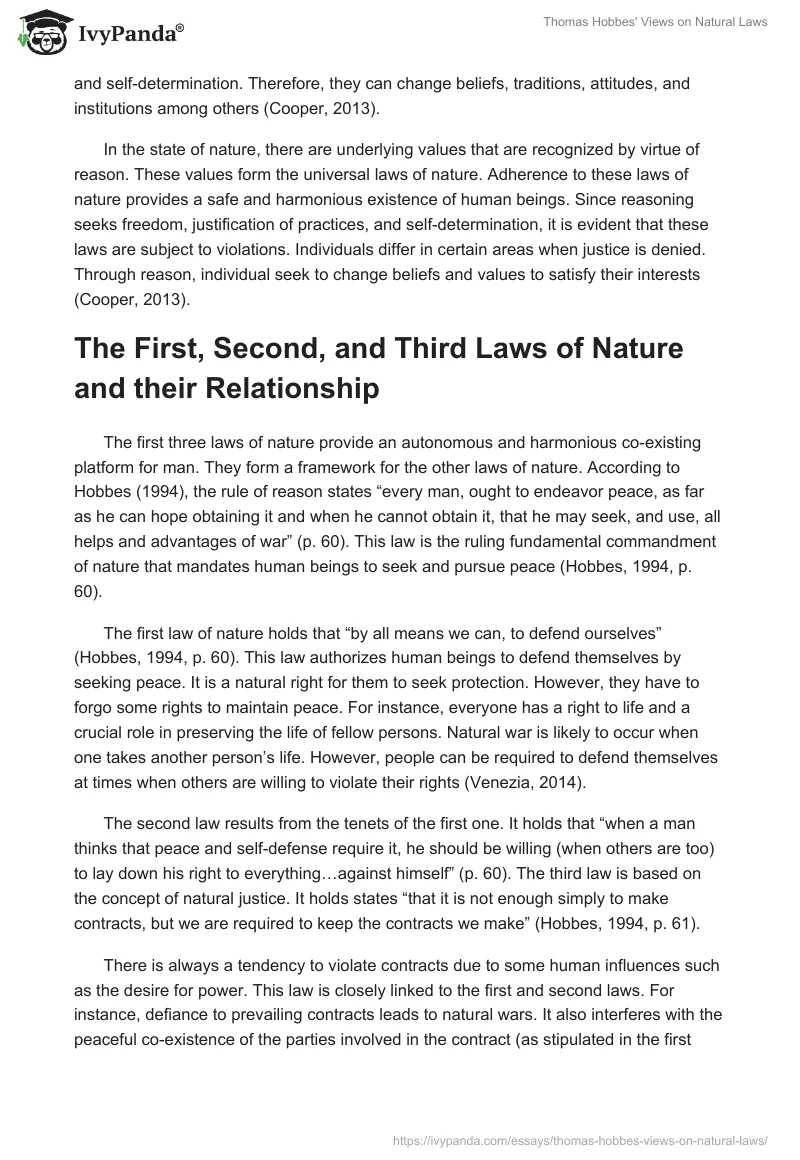 Thomas Hobbes' Views on Natural Laws. Page 2