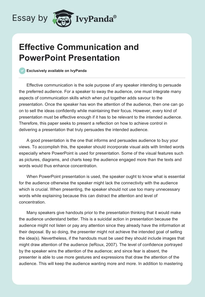 Effective Communication and PowerPoint Presentation. Page 1