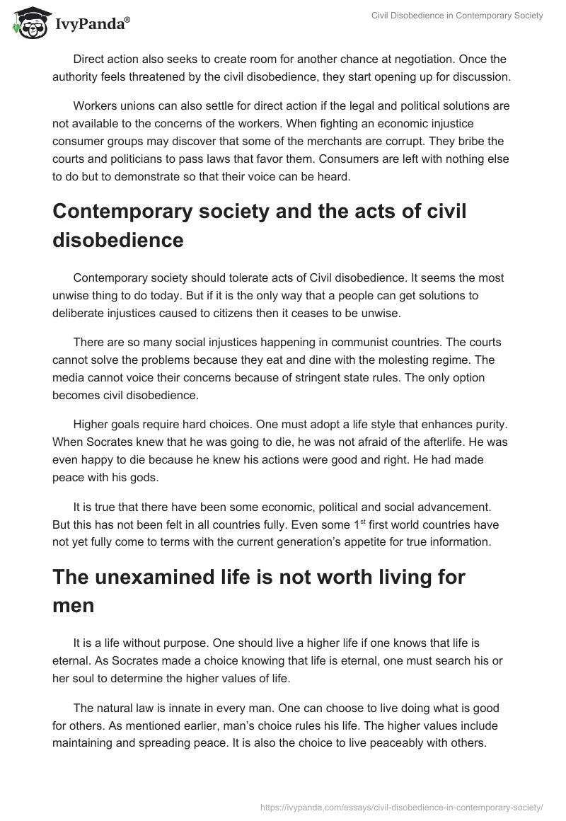 Civil Disobedience in Contemporary Society. Page 2