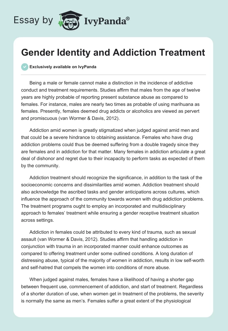Gender Identity and Addiction Treatment. Page 1