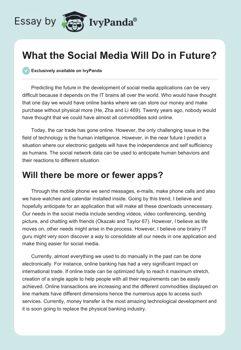 What the Social Media Will Do in Future?. Page 1