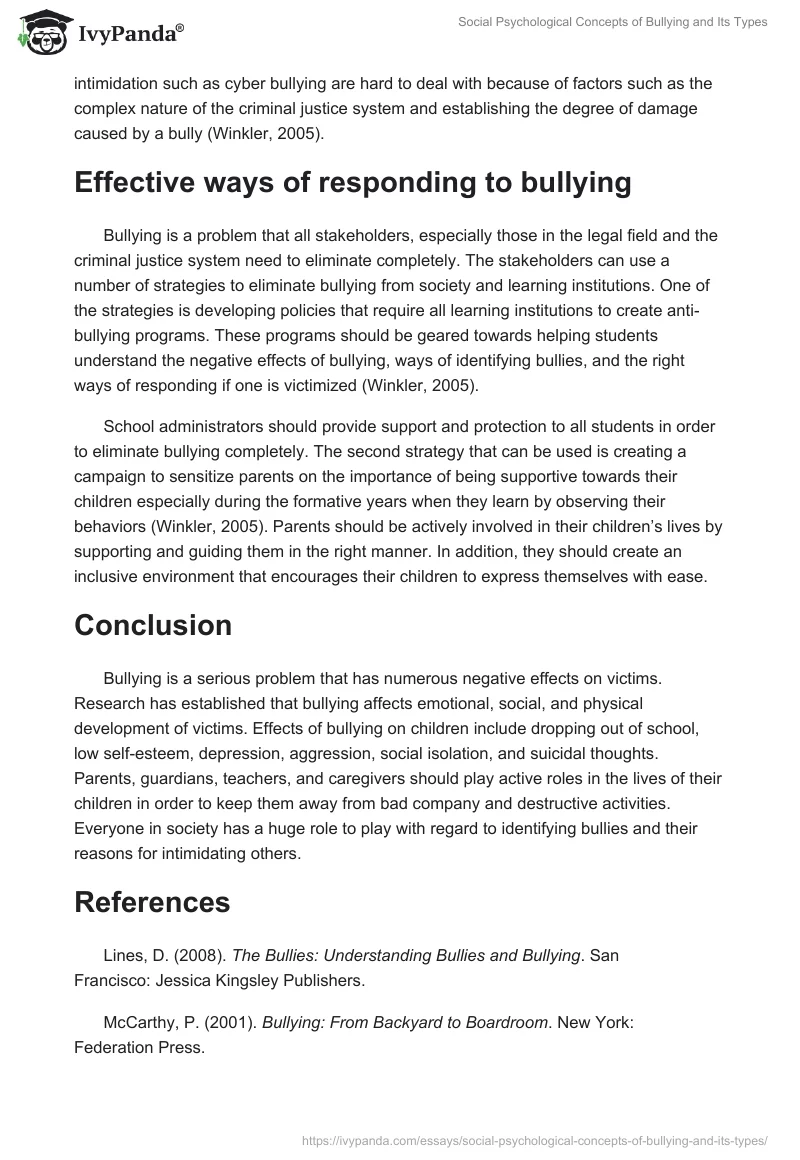 Social Psychological Concepts of Bullying and Its Types. Page 4