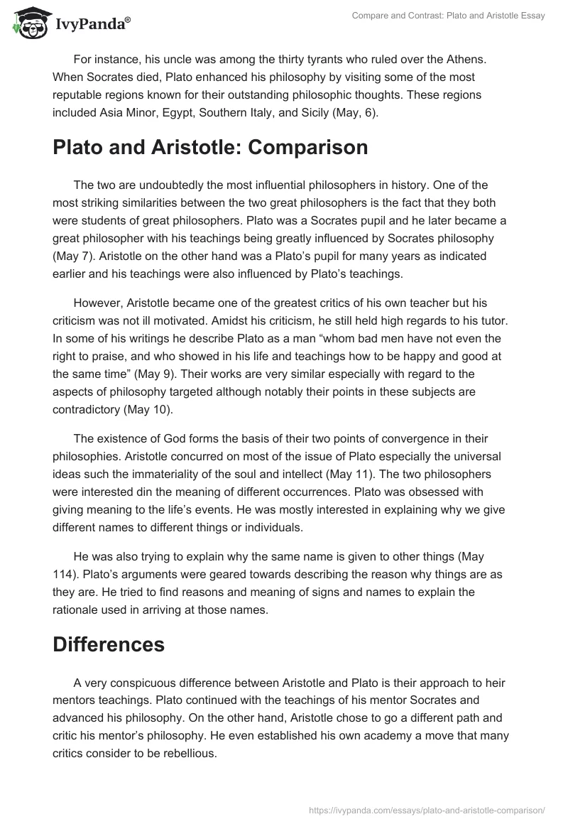 Compare and Contrast: Plato and Aristotle Essay. Page 2