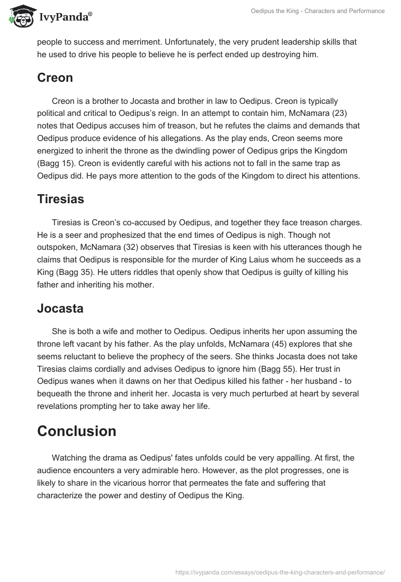 Oedipus the King - Characters and Performance. Page 2