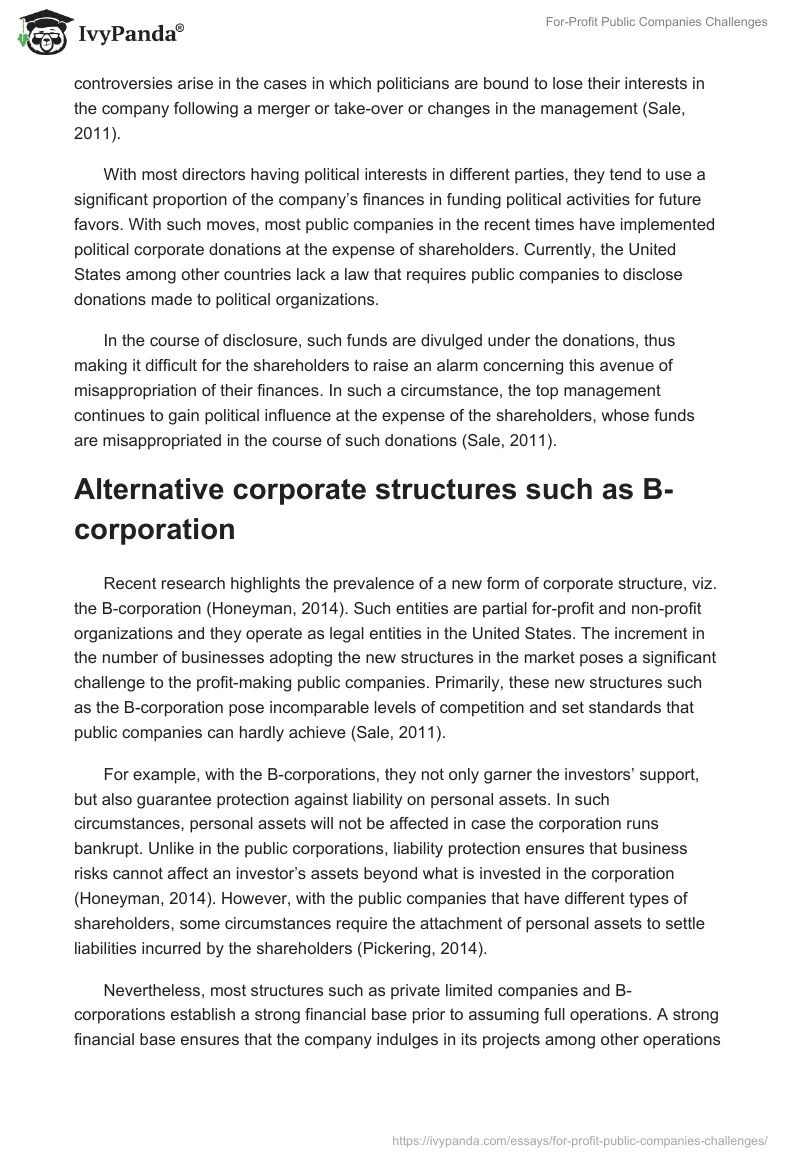 For-Profit Public Companies Challenges. Page 5