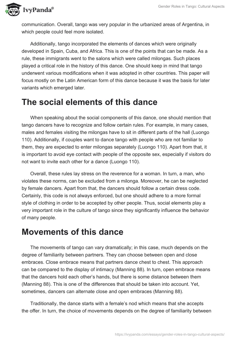 Gender Roles in Tango: Cultural Aspects. Page 2
