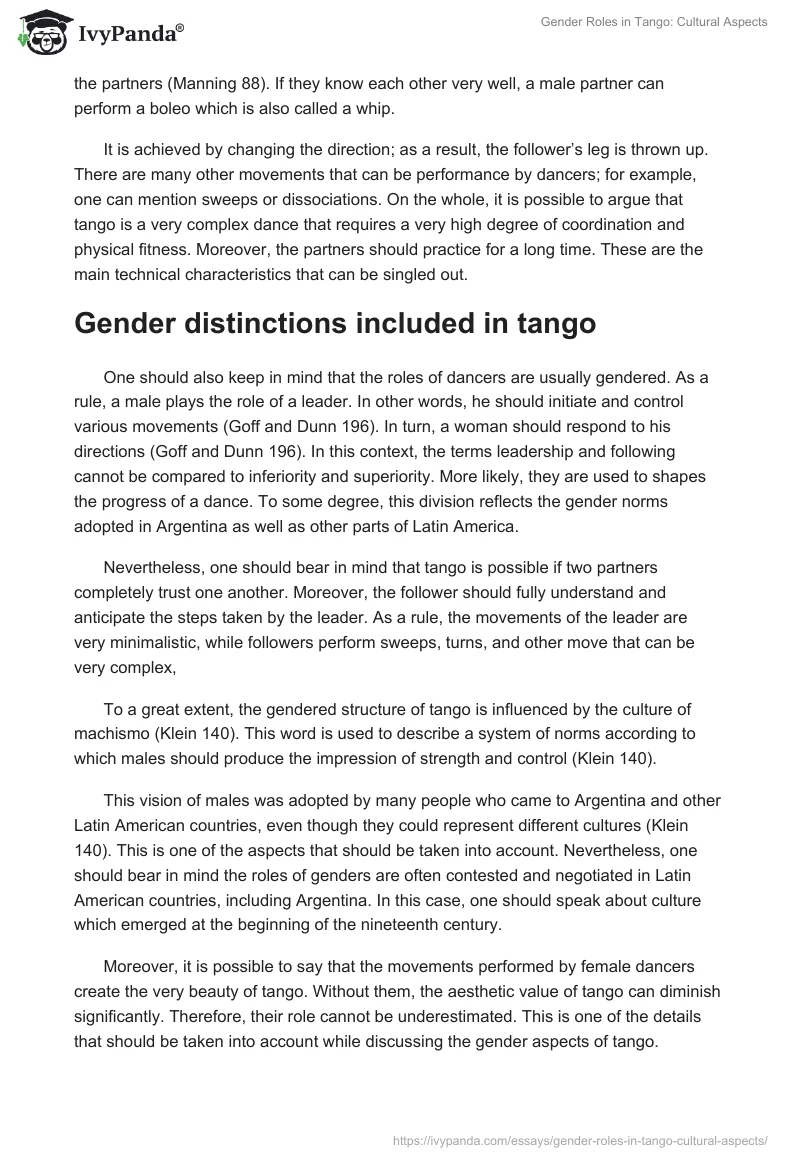 Gender Roles in Tango: Cultural Aspects. Page 3