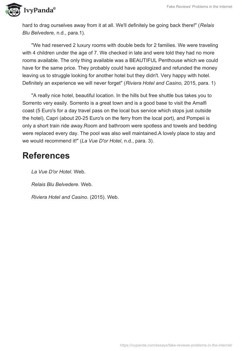 Fake Reviews' Problems in the Internet. Page 2
