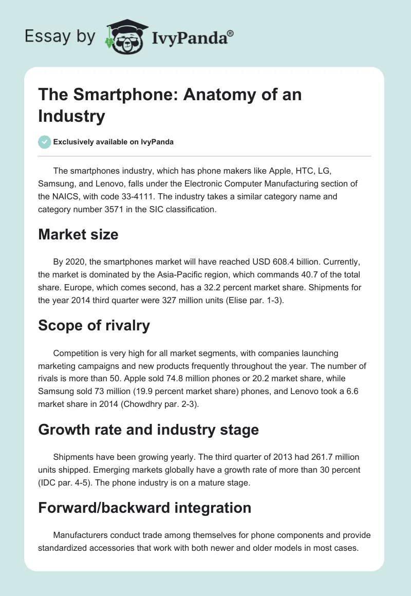 The Smartphone: Anatomy of an Industry. Page 1