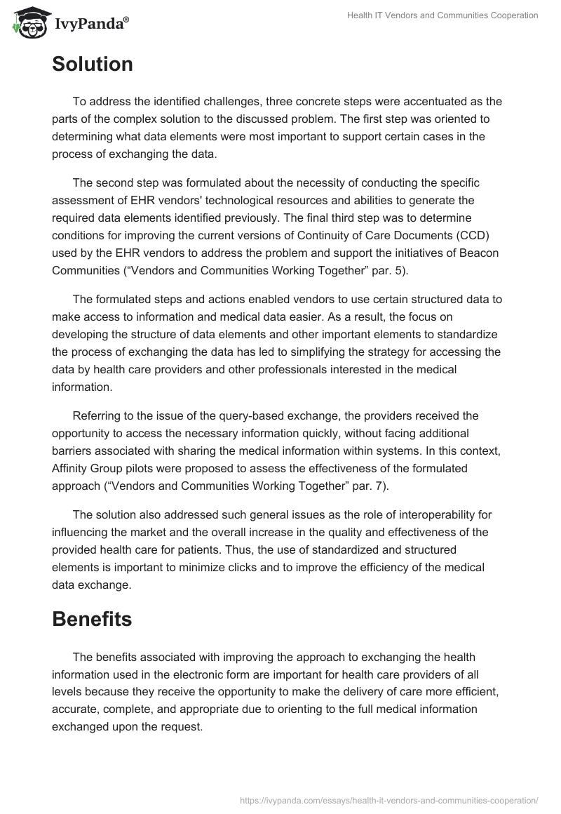 Health IT Vendors and Communities Cooperation. Page 2
