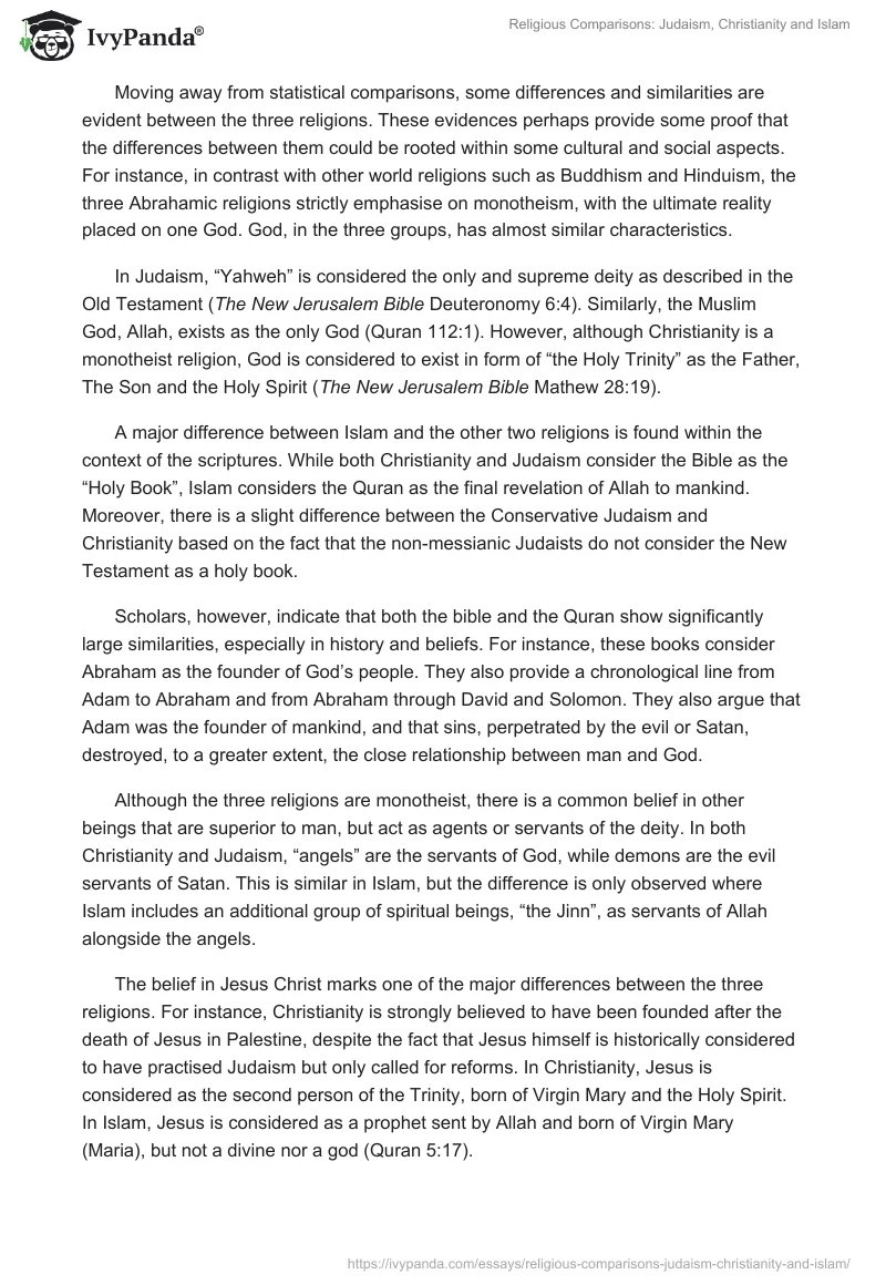 Religious Comparisons: Judaism, Christianity and Islam. Page 2