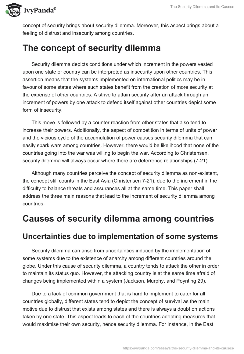 The Security Dilemma and Its Causes. Page 2