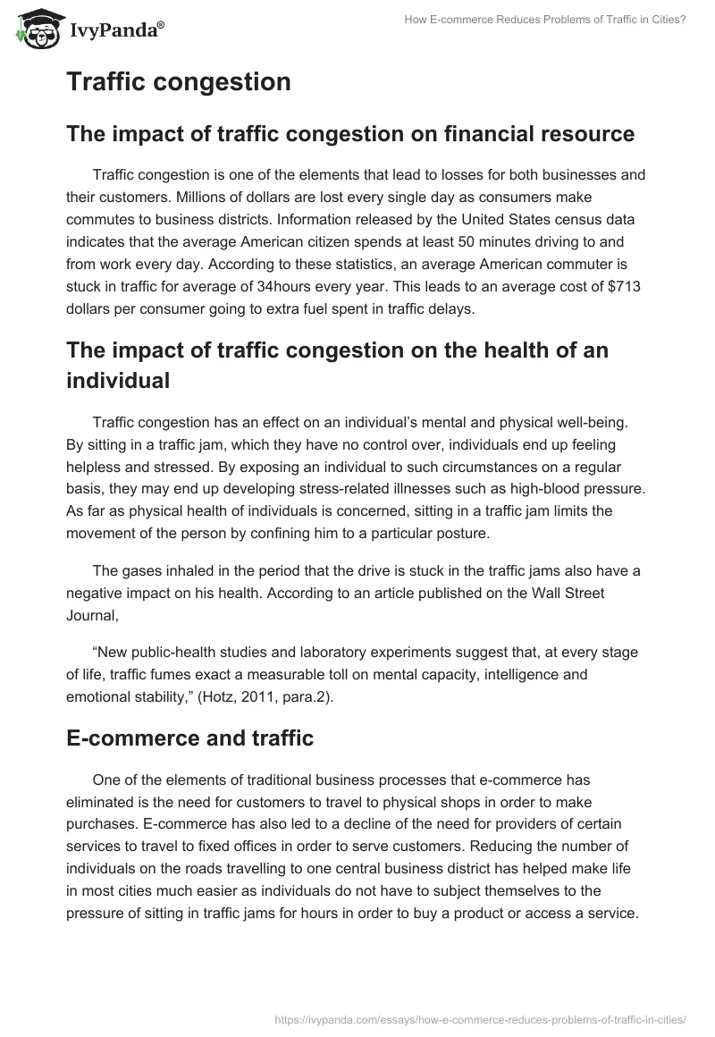 How E-Commerce Reduces Problems of Traffic in Cities?. Page 5