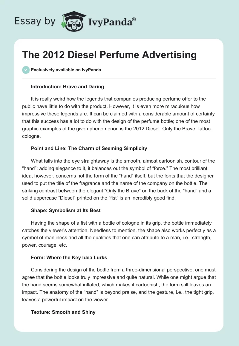 The 2012 Diesel Perfume Advertising. Page 1