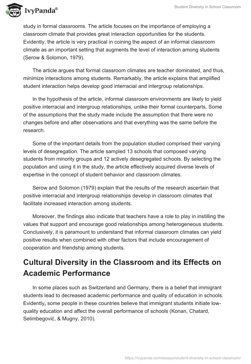 Student Diversity in School Classroom. Page 2
