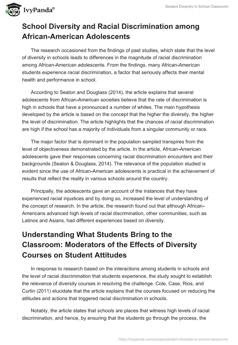 Student Diversity in School Classroom. Page 5