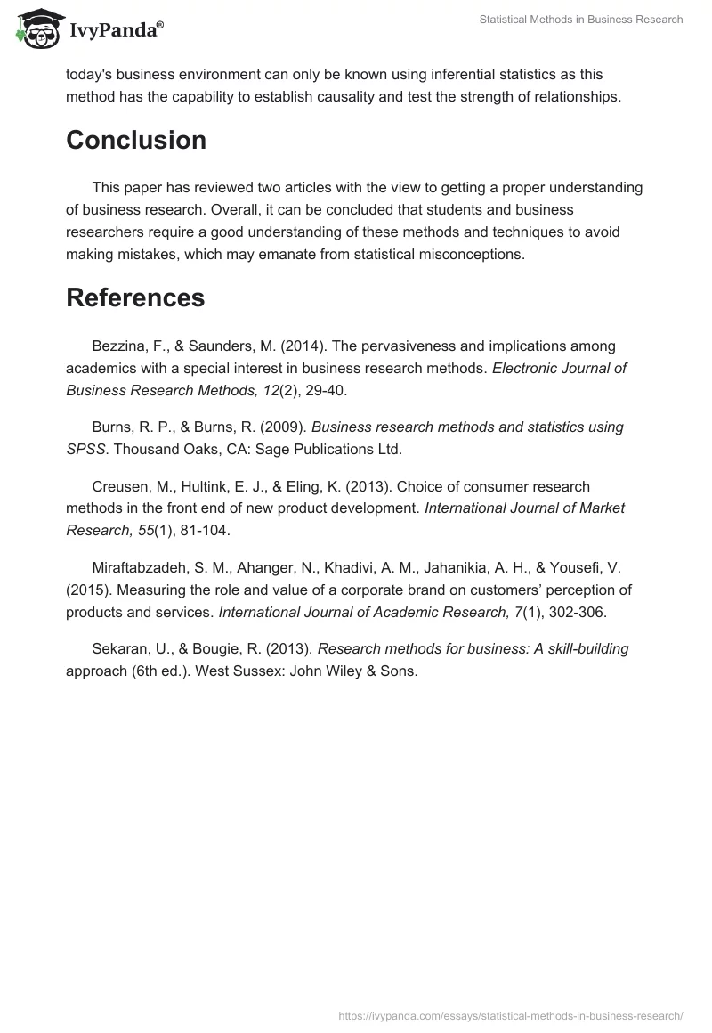 Statistical Methods in Business Research. Page 4
