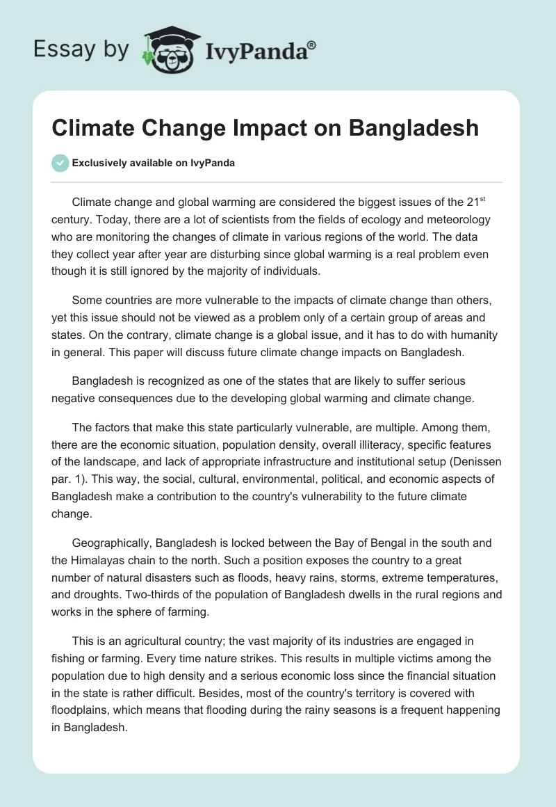 Climate Change Impact on Bangladesh. Page 1