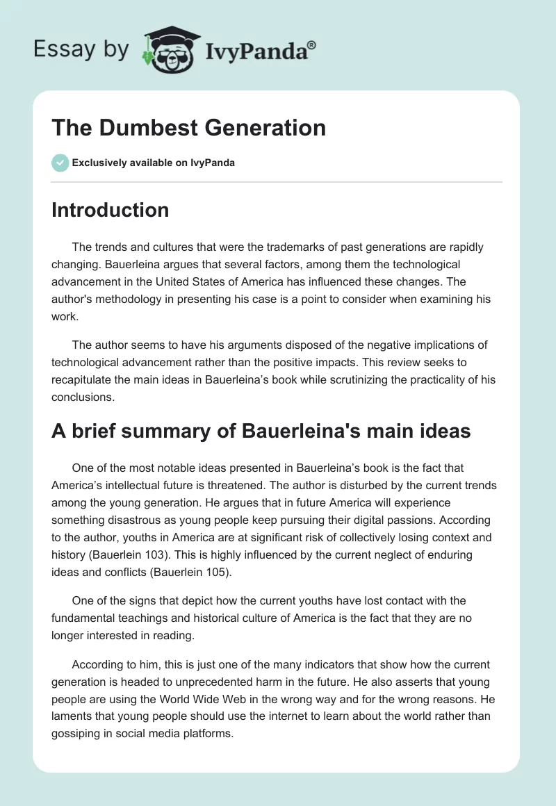"The Dumbest Generation". Page 1