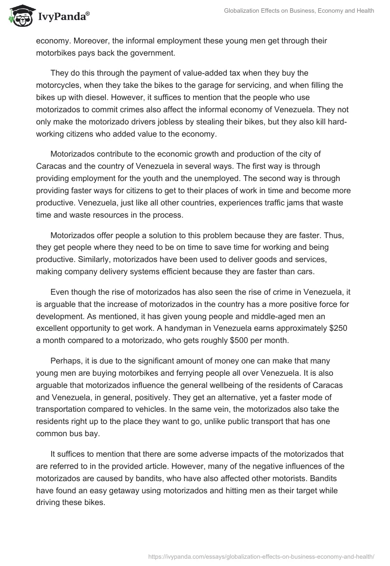 Globalization Effects on Business, Economy and Health. Page 4