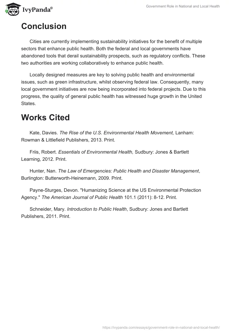 Government Role in National and Local Health. Page 5