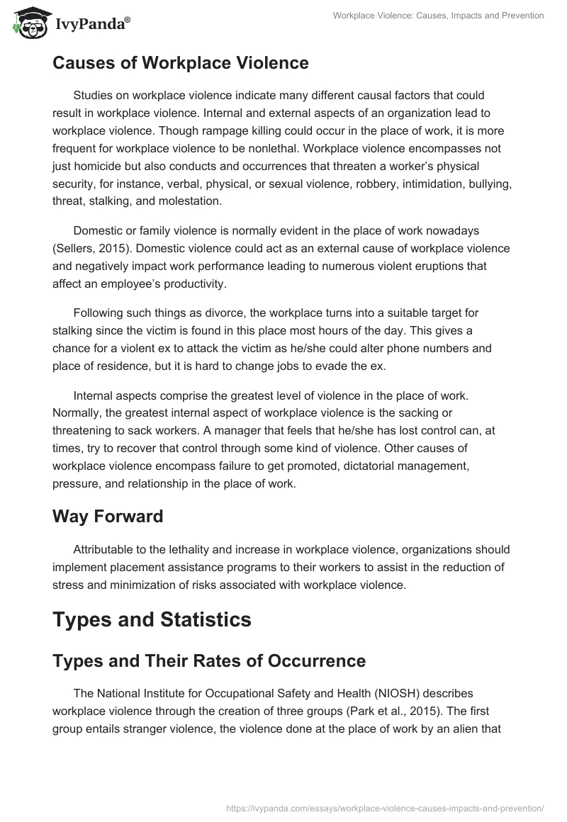 Workplace Violence: Causes, Impacts and Prevention. Page 2