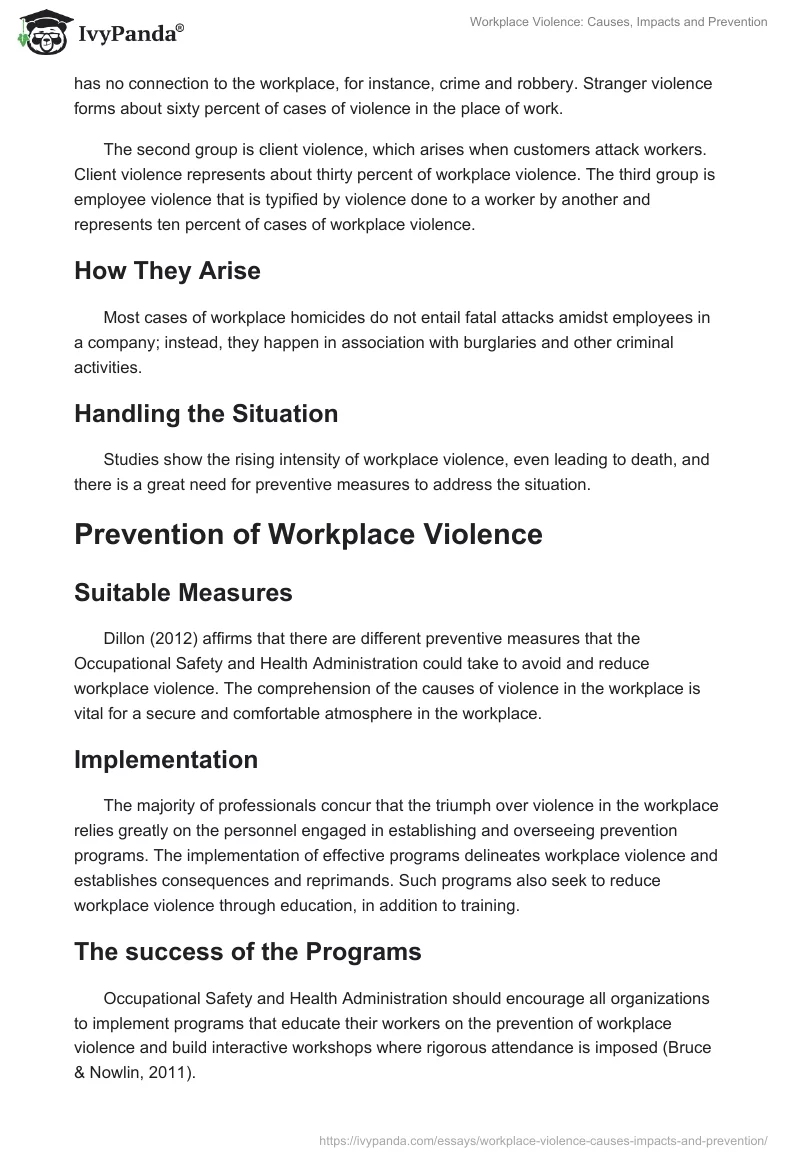 Workplace Violence: Causes, Impacts and Prevention. Page 3