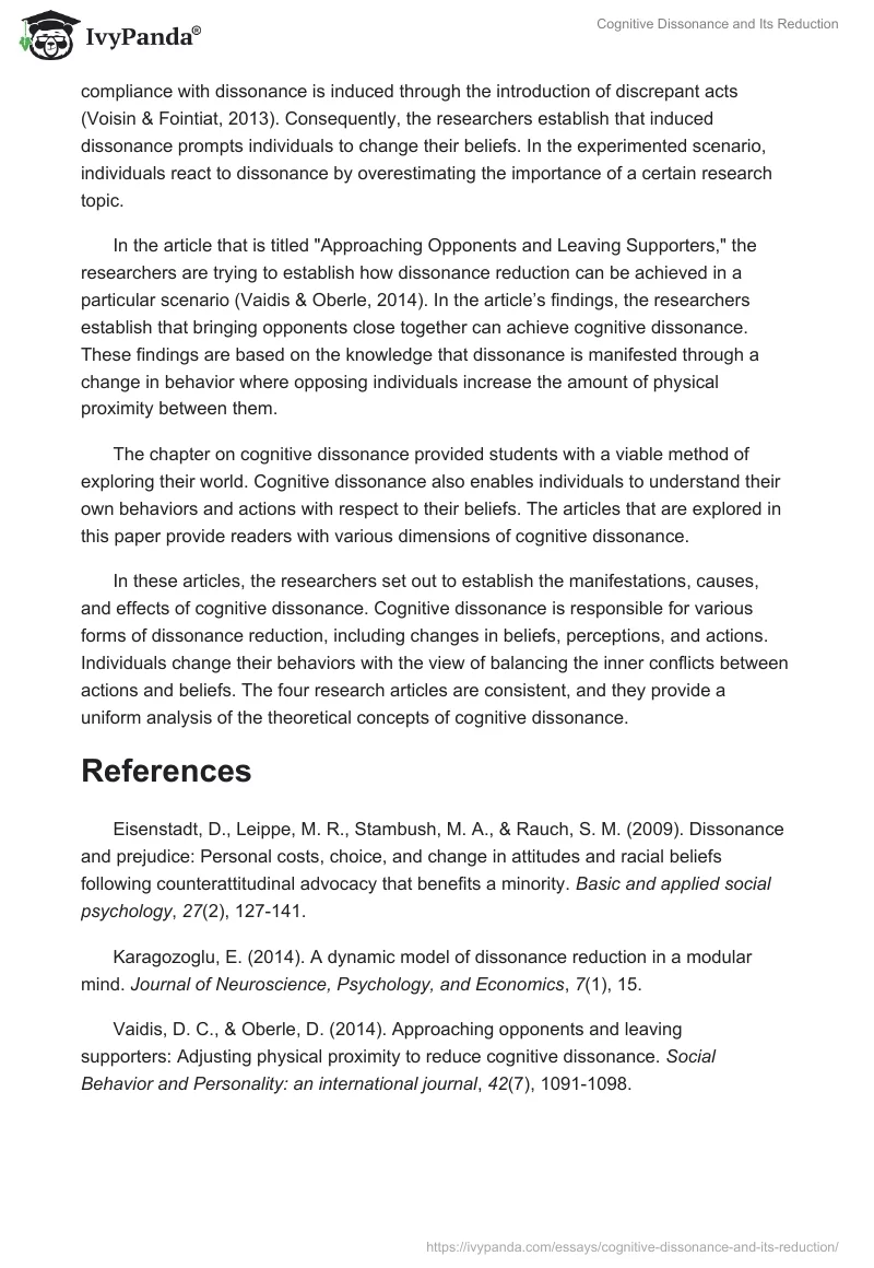 Cognitive Dissonance and Its Reduction. Page 4
