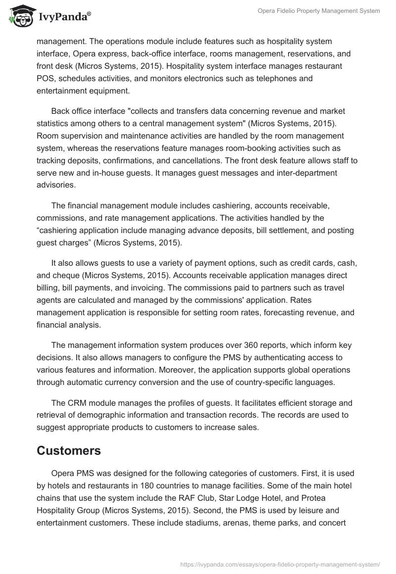 Opera Fidelio Property Management System. Page 4