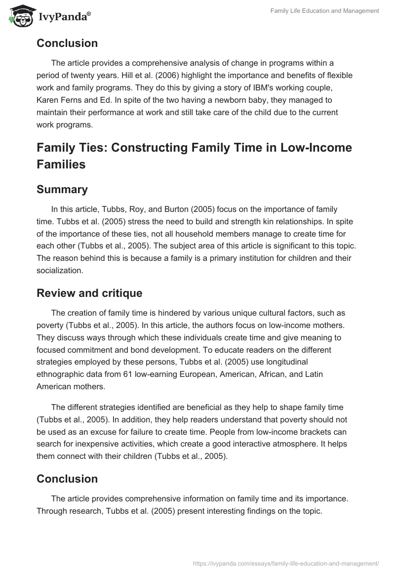 Family Life Education and Management. Page 2