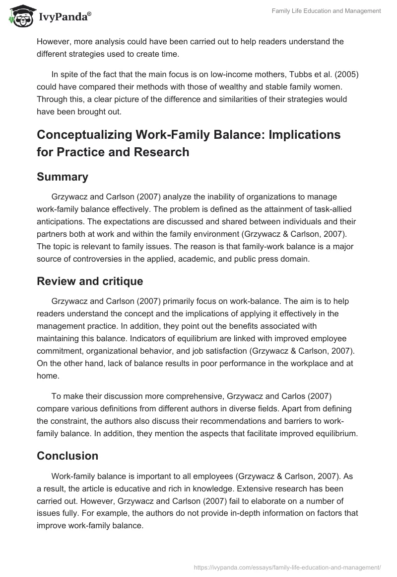 Family Life Education and Management. Page 3