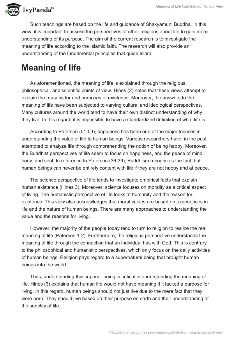 Meaning of Life from Islamic Point of View. Page 2
