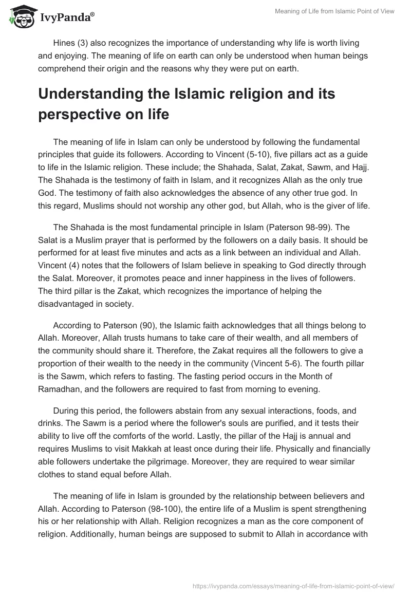 Meaning of Life from Islamic Point of View. Page 3