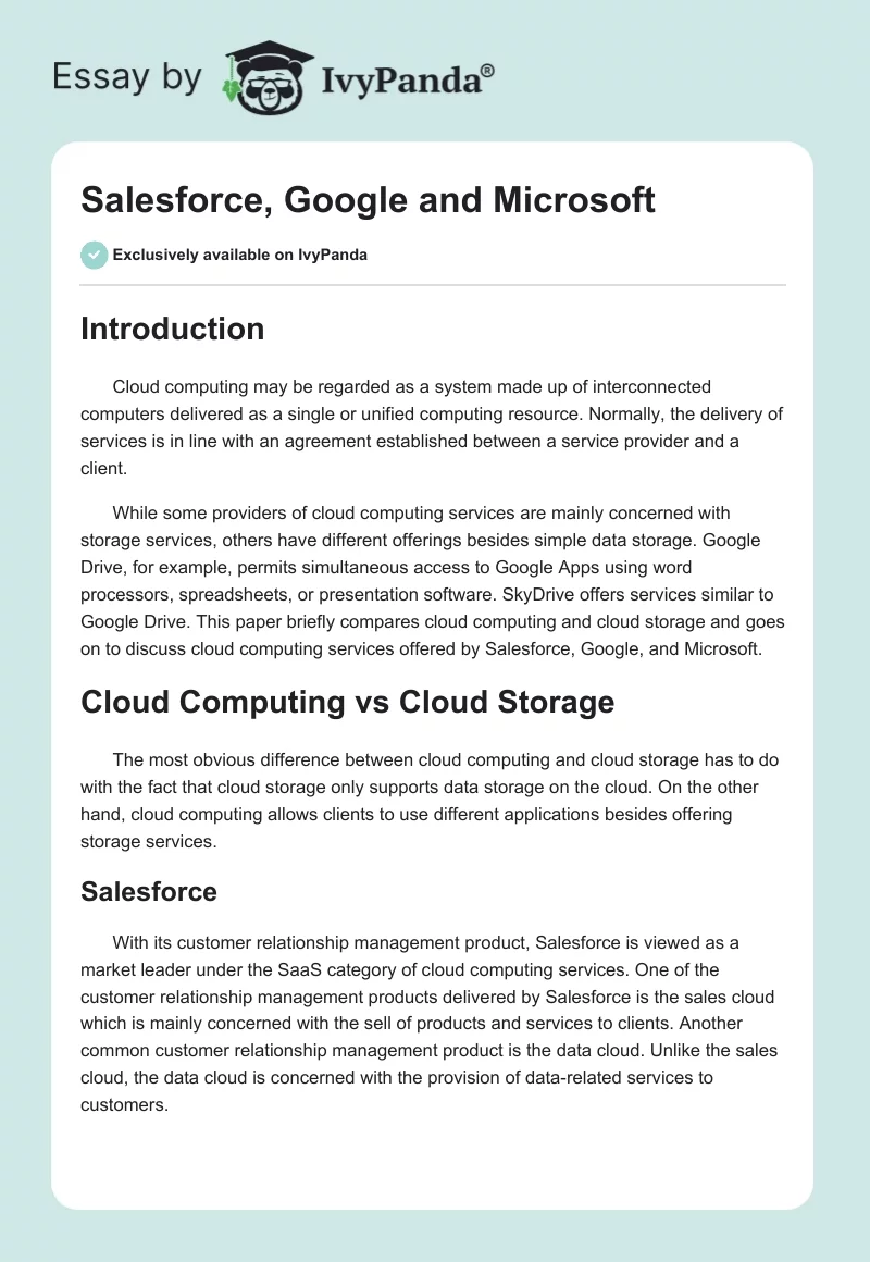 Salesforce, Google and Microsoft. Page 1