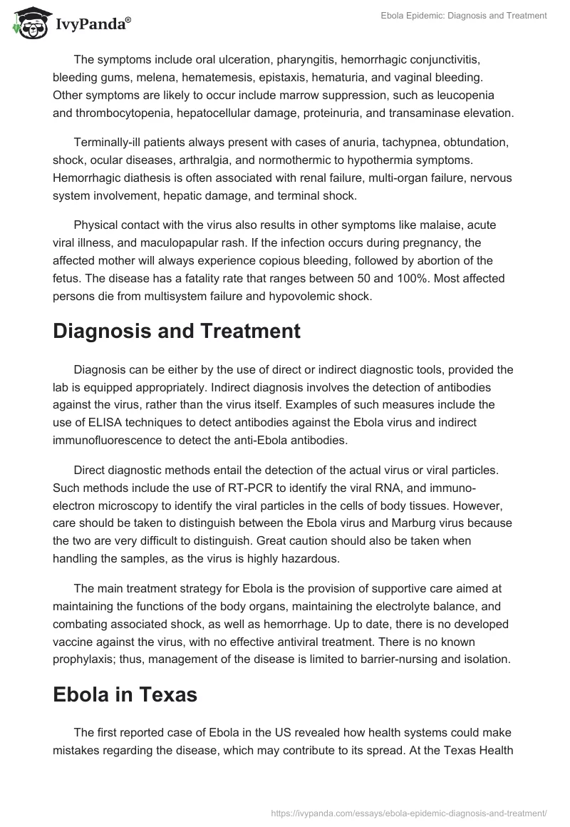 Ebola Epidemic: Diagnosis and Treatment. Page 3