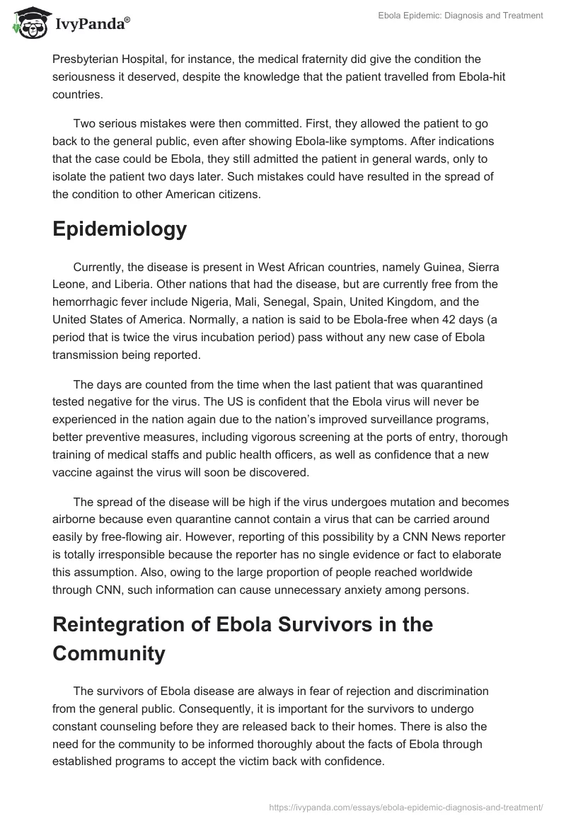 Ebola Epidemic: Diagnosis and Treatment. Page 4